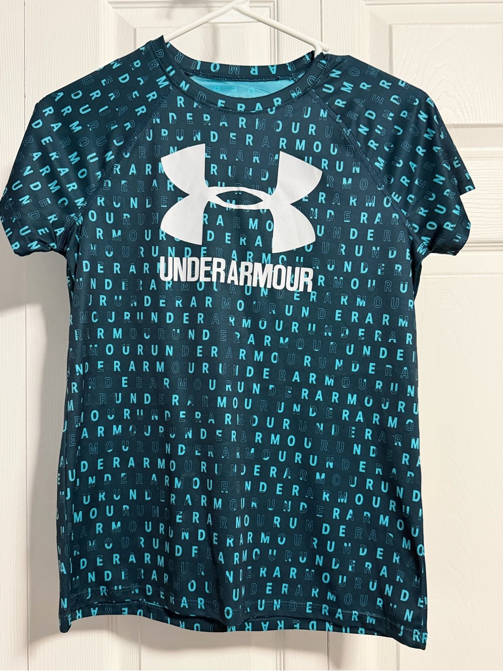 Under Armour Teal and White Logo Short Sleeve Tee